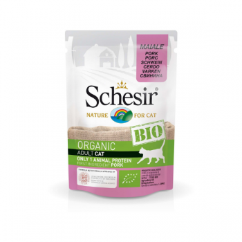Hrană umedă pentru pisici Schesir Bio cu Porc 85 gr