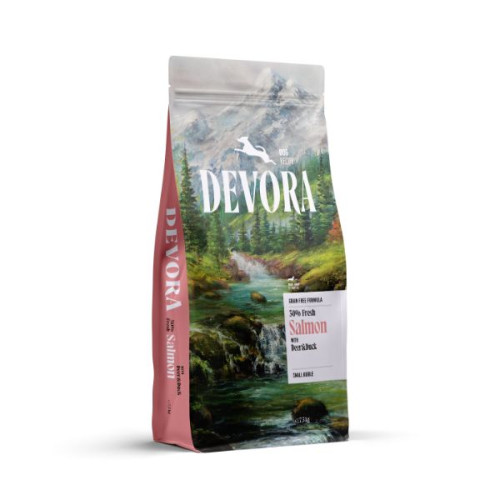 Hrană uscată pentru câini Devora Adult Small Breed Grain Free Multi - Protein cu somon, căprioară și rață 7,5 kg