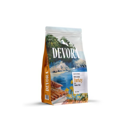 Hrană uscată pentru câini Devora Starter & Junior Grain Free Multi - Protein cu curcan și pește marin 1,5 kg