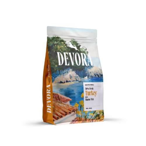 Hrană uscată pentru câini Devora Starter & Junior Grain Free Multi - Protein cu curcan și pește marin 4 kg
