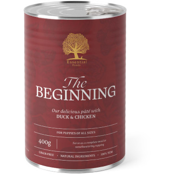 Hrana umeda pentru caini adulti Conserva Essential Pate Beginning cu Raţă şi Pui 400g