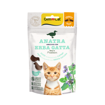 Recompense pentru pisici Gimcat Crunchy rata si catnip 50 g Recompense pentru pisici Gimcat Crunchy rata si catnip 50 g