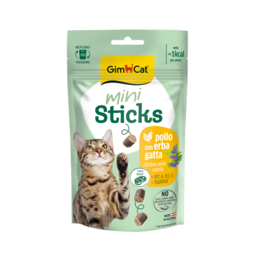 Recompense Gimcat Mini Sticks cu pui și iarbă pisicii 50 g