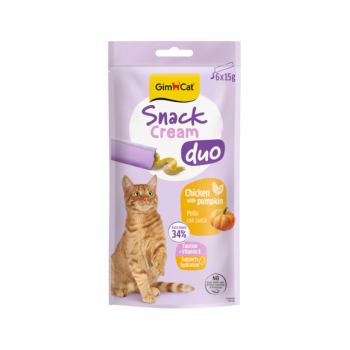 Recompensa cremoasa pentru pisici Gimcat Snack Duo Cream pui si dovleac pachet 6x15 g Recompensa cremoasa pentru pisici Gimcat Snack Duo Cream pui si dovleac pachet 6x15 g