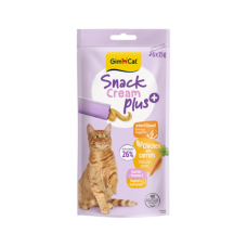 Recompensa cremoasa pentru pisici sterilizate Gimcat Snack Plus+ Cream cu pui si morcov pachet 6x15 g
