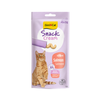 Recompensa cremoasa pentru pisici Gimcat Snack Cream cu somon pachet 6x15 g Recompensa cremoasa pentru pisici Gimcat Snack Cream cu somon pachet 6x15 g