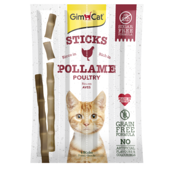 Recompense pentru pisici Gimcat Sticks cu pasare, set de 4 bucati, 20 g Recompense pentru pisici Gimcat Sticks cu pasare, set de 4 bucati, 20 g