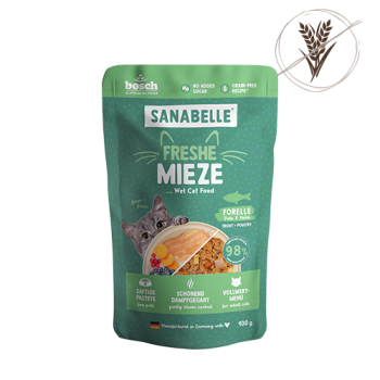 Hrana umeda pentru pisici Sanabelle plic Pastrav, Curcan si Pui 100 gr
