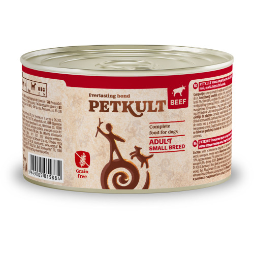 Hrană umedă pentru câini Petkult Mini Adult cu vită 185 g