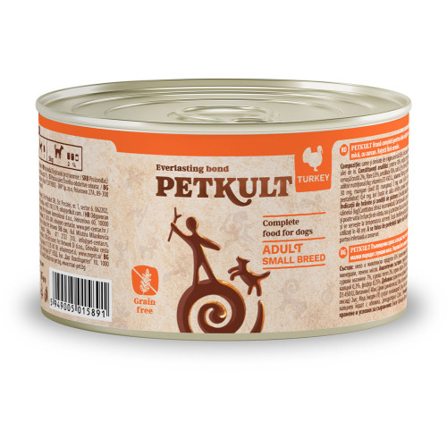 Hrană umedă pentru câini Petkult Mini Adult cu curcan 185 g