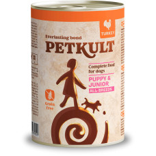 Hrana umeda pentru caini Petkult Junior cu curcan 400 g