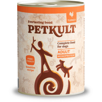 Hrana umeda pentru caini Petkult Sensitive cu curcan si cartof 800 g