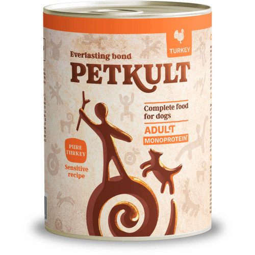 Hrană umedă pentru câini Petkult Sensitive cu curcan și cartof 800 g
