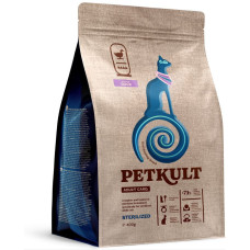 Hrana uscata Petkult Adult Care Sterilized pentru pisici cu continut ridicat de Rata 400gr