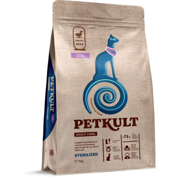 Hrana uscata Petkult Adult Care Sterilized pentru pisici cu continut ridicat de Rata 7kg