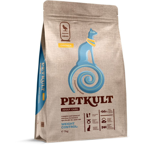 Hrană uscată Petkult Adult Care Weight Control pentru pisici cu Pui 7 kg