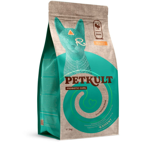 Hrană uscată Petkult Probiotic Care Exigent Fresh pentru pisici cu Curcan 2 kg