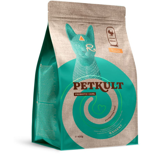 Hrană uscată Petkult Probiotic Care Exigent Fresh pentru pisici cu Curcan 400 g