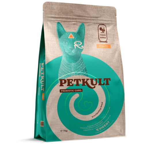 Hrană uscată Petkult Probiotic Care Exigent Fresh pentru pisici cu Curcan 7 kg