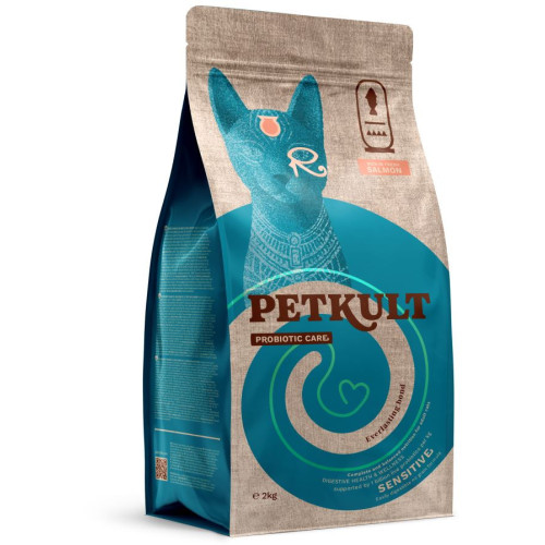 Hrană uscată Petkult Probiotic Care Sensitive pentru pisici cu Somon 2 kg