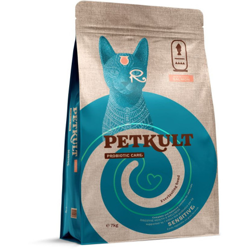 Hrană uscată Petkult Probiotic Care Sensitive pentru pisici cu Somon 7 kg