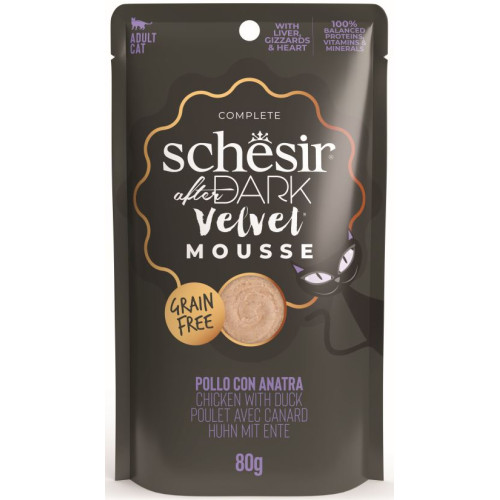 Hrană umedă pentru pisici Schesir After Dark Plic, mousse cu Pui și Rață 80 g