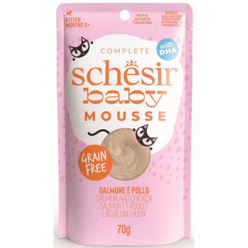 Hrană umedă pentru pisici Schesir Baby Plic, Mousse cu Somon 70 g