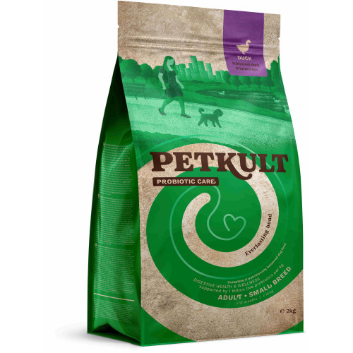 Hrană uscată pentru câini Petkult Probiotics Mini Adult cu rață și orez 2 kg