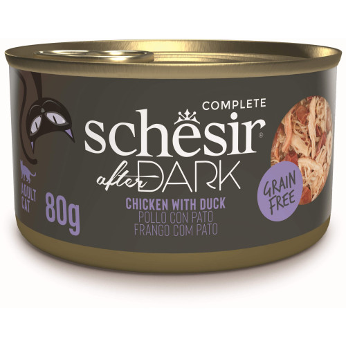 Hrană umedă pentru pisici Schesir After Dark Conservă, supă cu Pui și Rață 80 g