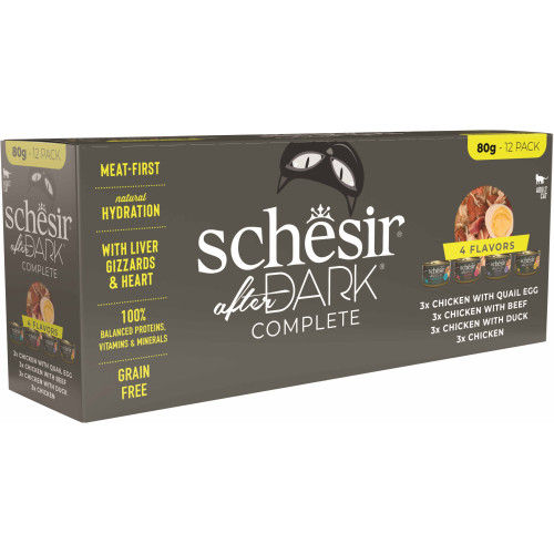 Hrană umedă pentru pisici Schesir After Dark Pachet conserve, bucăți în supă 12x80 g