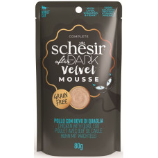 Hrana umeda pentru pisici Schesir After Dark Plic, mousse cu Pui şi Ou de Prepeliţă 80 gr
