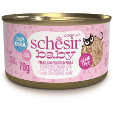 Hrana umeda pentru pisici Schesir Baby Conserva, Supă cu Pui şi Ficat 70 gr