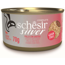 Hrana umeda pentru pisici Schesir Silver Conservă cu Pui şi Raţă 70 gr