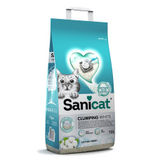 Sanicat Clumping Nisip pentru pisici White Cotton Fresh, bentonita, 20 L /18 kg