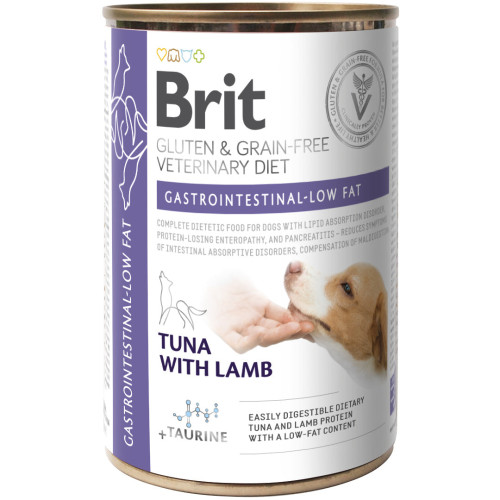 Hrană umedă pentru câini Brit Grain Free Veterinary Diets Gastrointestinal Low Fat, 400 g