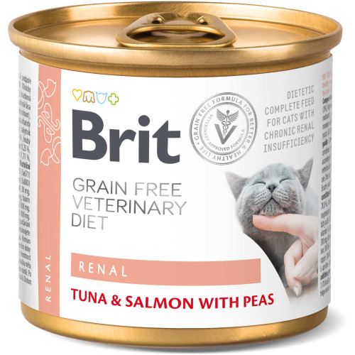 Hrană umedă pentru pisici conservă Brit Grain Free VD Renal Sustinerea functiei renale 200 g