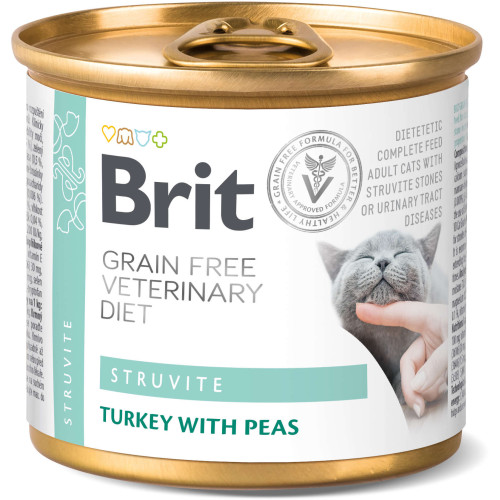 Hrană umedă pentru pisici conservă Brit Grain Free VD Struvite 200 g