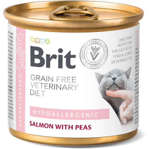 Hrană umedă pentru pisici conservă Brit Grain Free VD Hypoallergenic Reducerea intolerantei la hrană 200 g
