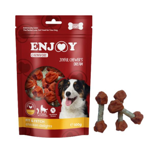 Recompense pentru câini Enjoy Carnivore Fit Feth Delights cu pui 100 g