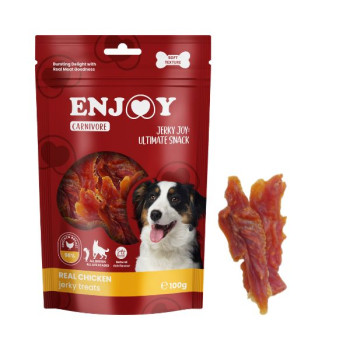Recompense pentru caini Enjoy Carnivore Real Chicken Jerky Treats cu pui 100 gr