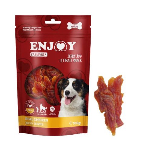 Recompense pentru câini Enjoy Carnivore Real Chicken Jerky Treats cu pui 100 g