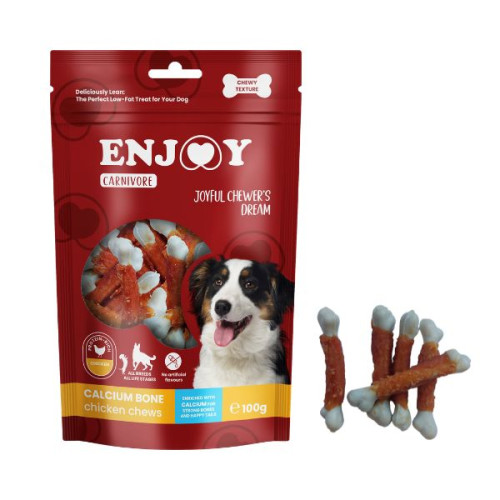 Recompense pentru câini Enjoy Carnivore Calcium Bone Oase cu pui 100 g