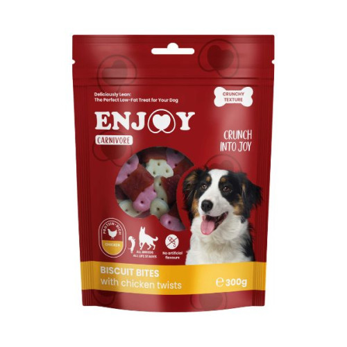 Recompense pentru câini Enjoy Carnivore Biscuit Bites cu pui 300 g