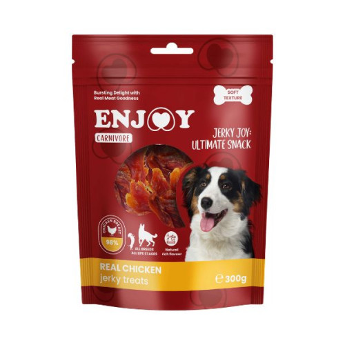 Recompense pentru câini Enjoy Carnivore Real Chicken Jerky Treats cu pui 300 g