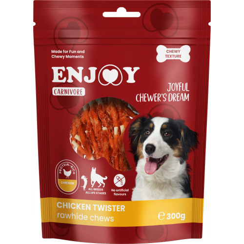 Recompense pentru câini Enjoy Carnivore Rawhide Chews cu pui 300 g