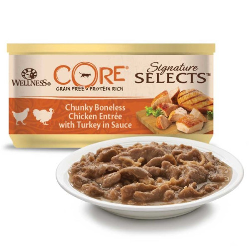 Hrană umedă pentru pisici Wellness Core Signature Select cu pui și curcan in sos 79 g