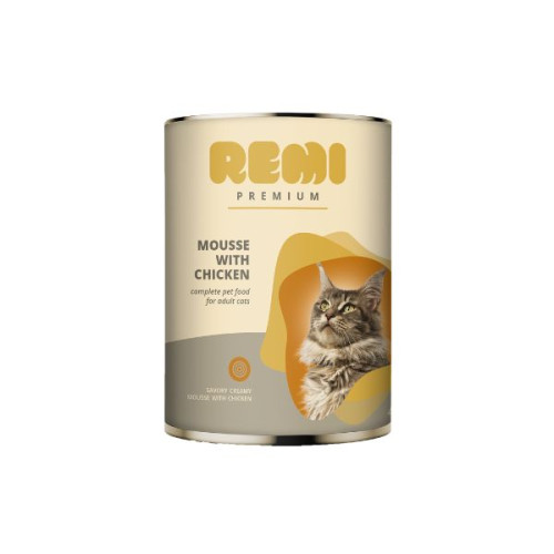 Hrană umedă pentru pisici Remi Premium Mousse cu Pui 400 g