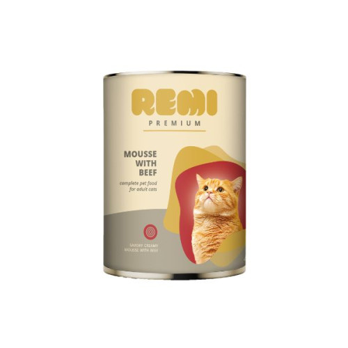 Hrană umedă pentru pisici Remi Premium Mousse cu Vită 400 g