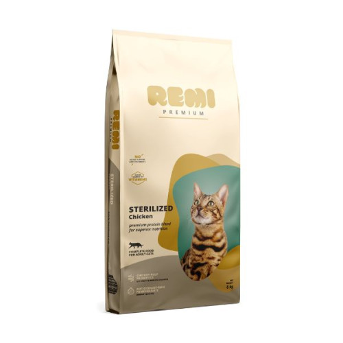 Hrană uscată pentru pisici Remi Premium Adult Sterilized cu Pui 8 kg