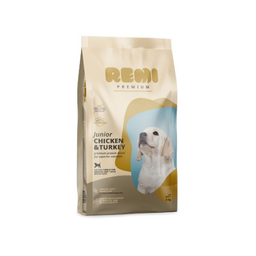 Hrană uscată pentru câini Remi Premium Junior Medium&Large Breed cu Pui și Curcan 3 kg